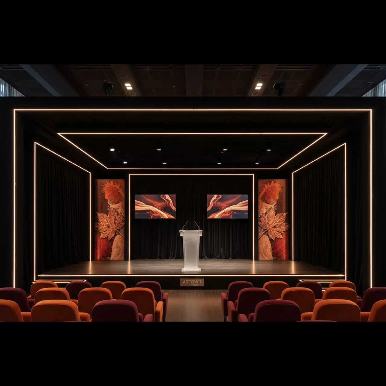 Аренда Кабинет сценический бархат черная комната в конгресс-холле отеля Жемчужина — ART SPACE