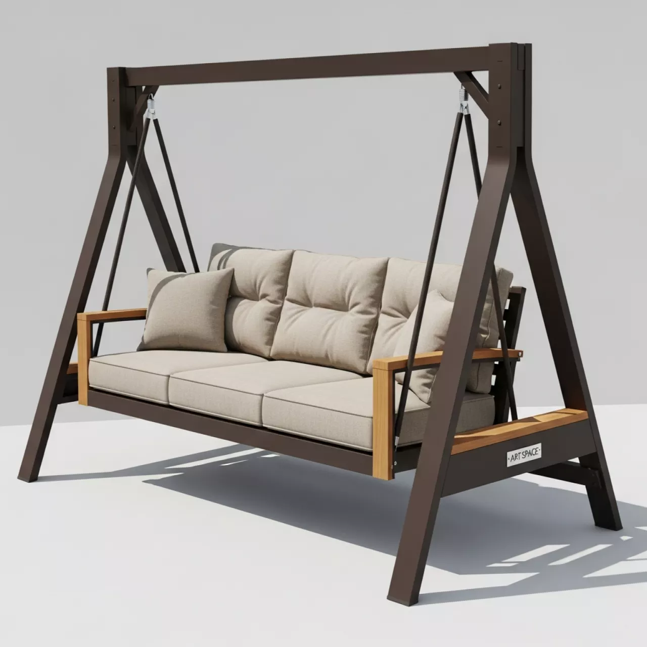 Аренда Качели Malmo бежевый коричневый алюминий тик на Медальной площади — ART SPACE