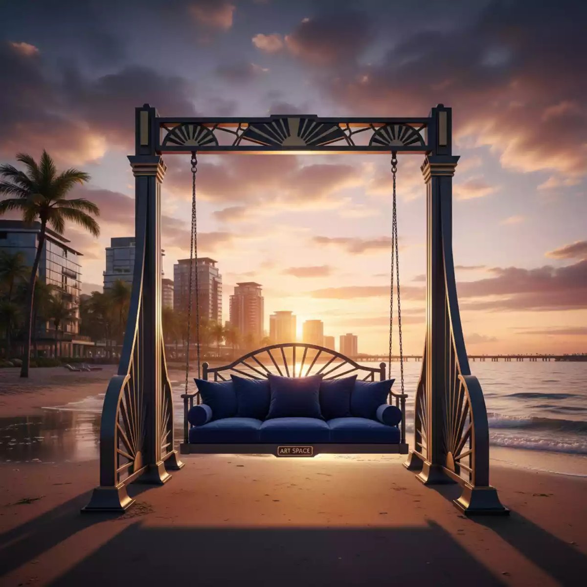 Аренда Качели маятниковые из литого алюминия DR на пляже «Маяк» — ART SPACE