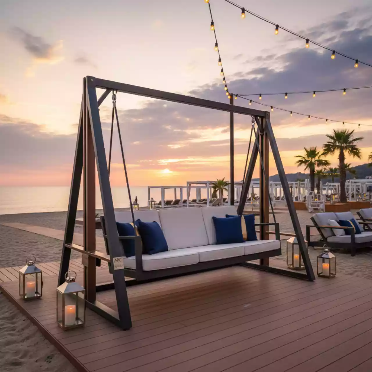 Аренда Качели садовые Секвойя 3 местные на пляжных клубах Хосты — ART SPACE