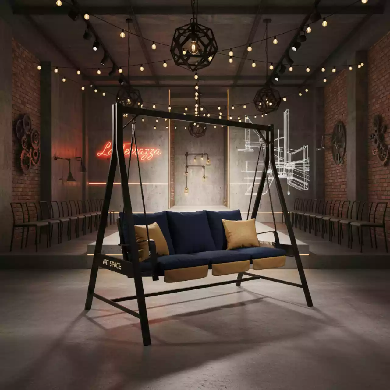 Аренда Качели садовые Турин Премиум 3 местные в ресторане «La Terrazza» — ART SPACE