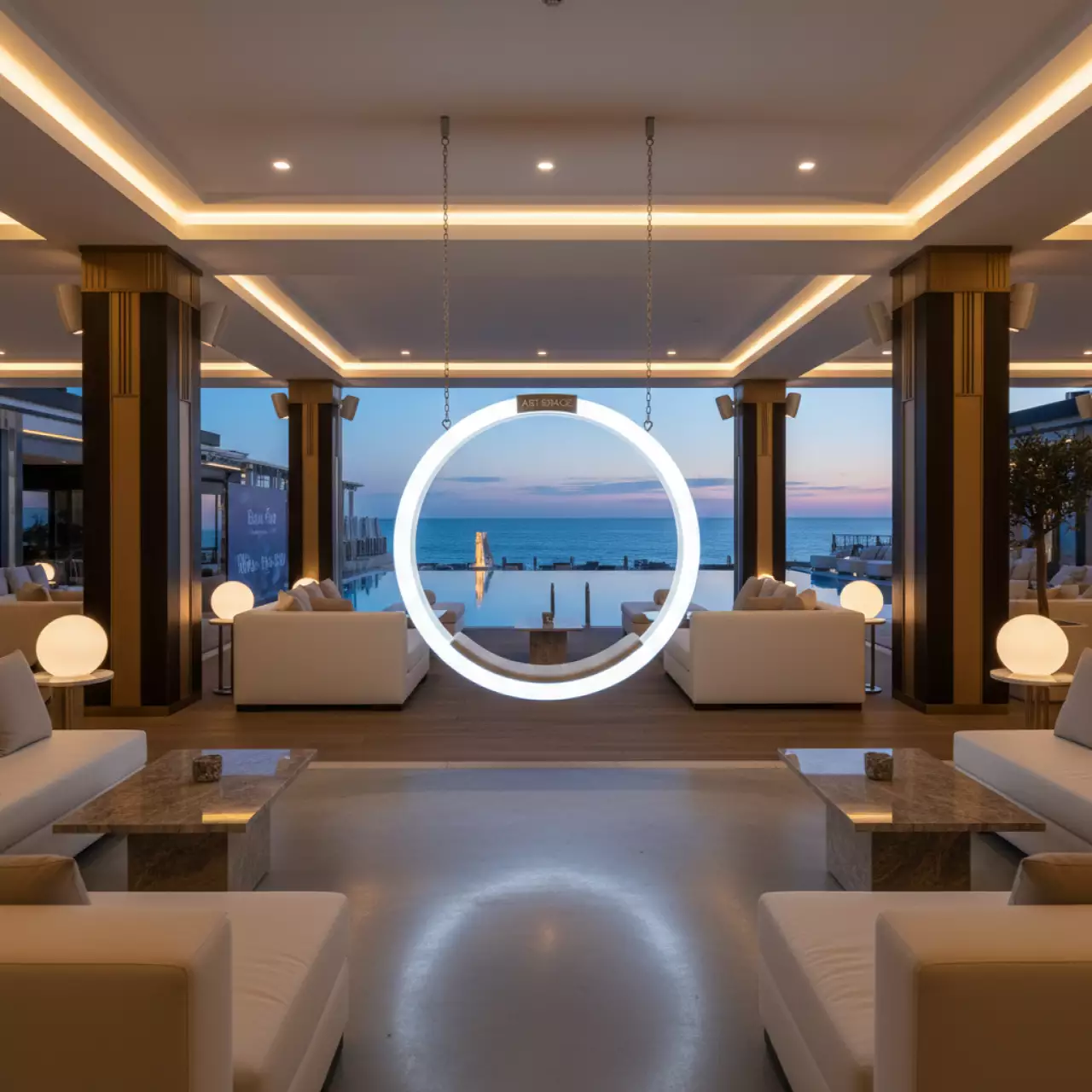 Аренда Качели светящиеся LED Ludres 12V White в пляжном комплексе VinoGrad — ART SPACE