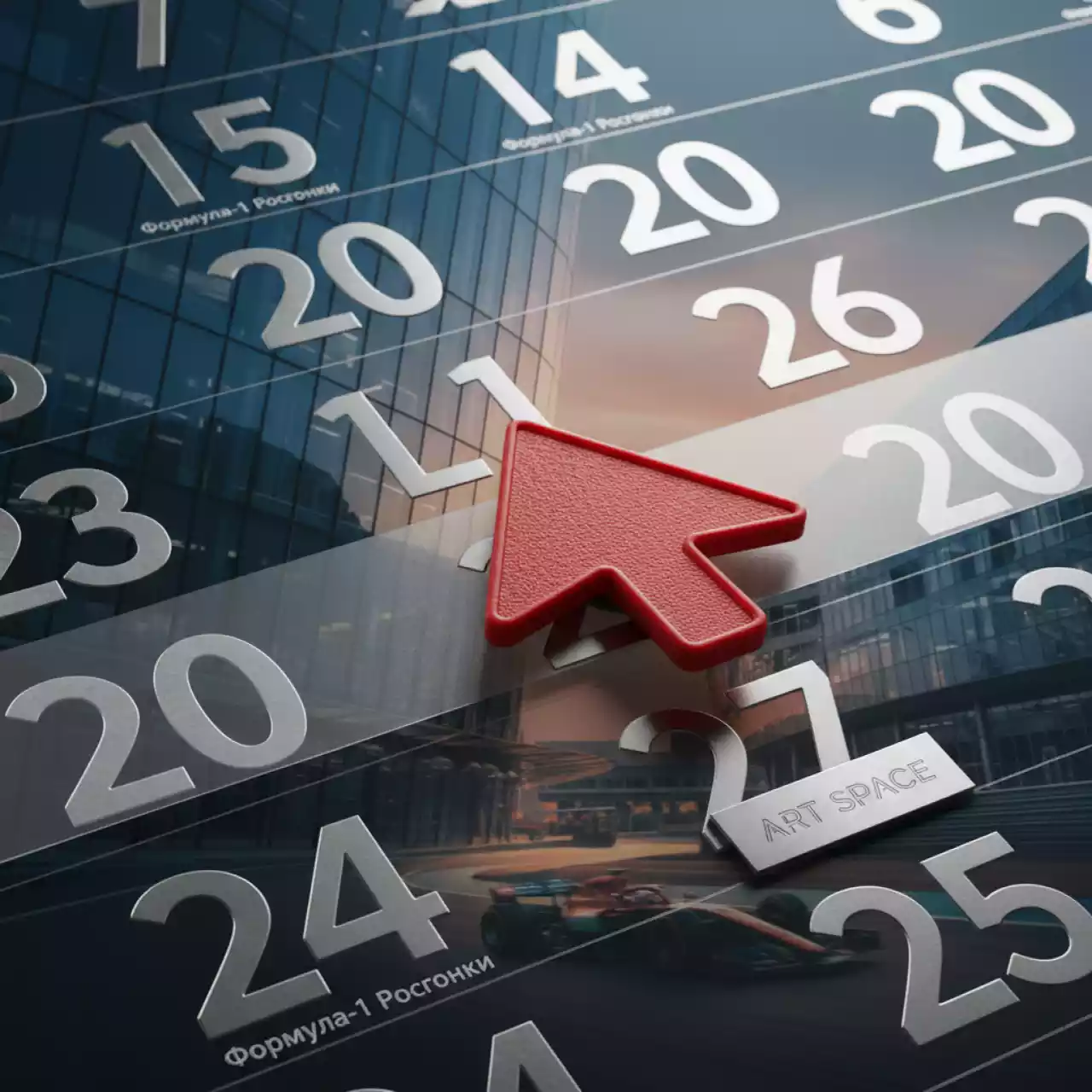 Аренда Календарные курсоры на жесткой ленте красные 297x300 мм в ОКЦ «Галактика» — ART SPACE