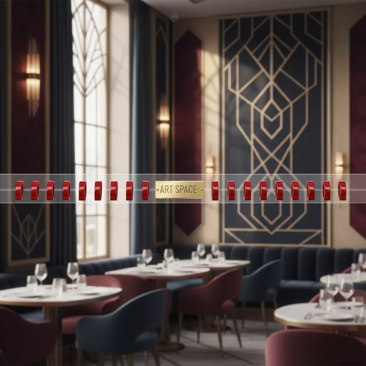 Аренда Календарные курсоры на жесткой ленте красные 321 350 мм в ресторане «Магадан» — ART SPACE