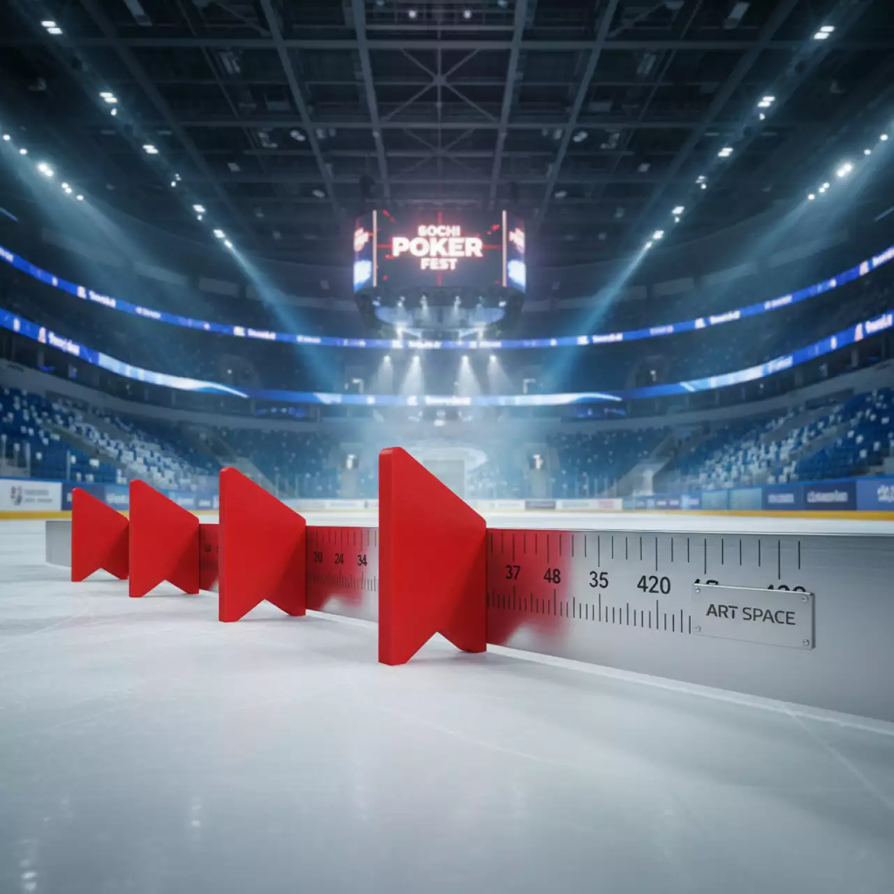 Аренда Календарные курсоры на жесткой ленте красные 391 420 мм в ледовом дворце «Роза Хутор» — ART SPACE