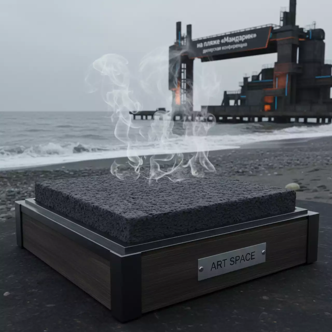 Аренда Камень для подачи горячих блюд с подставкой 19х19 см на пляже «Мандарин» — ART SPACE