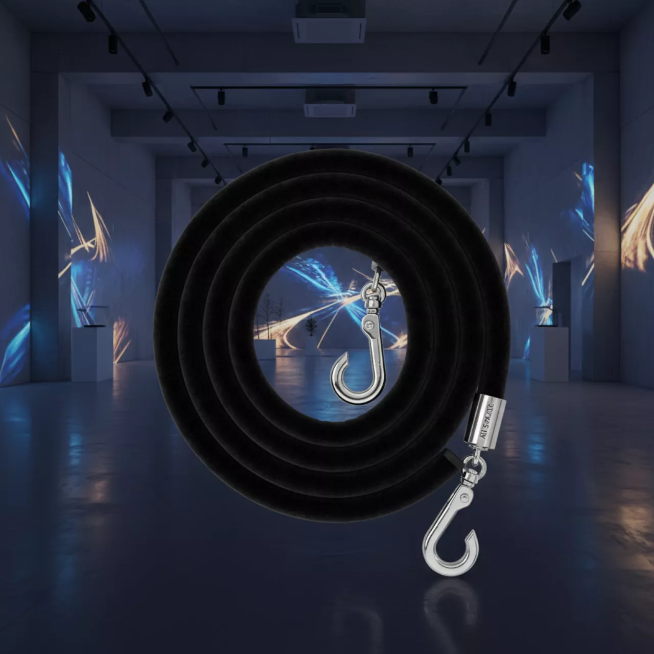 Аренда Канат бархатный черный хромированные крепления 180 см в Gamma Sirius — ART SPACE