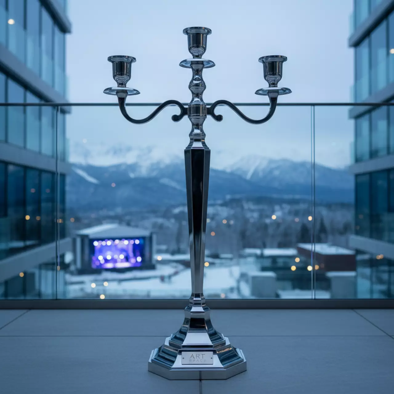 Аренда Канделябр Lumier 3 рожка серебряный 100 см в Cosmos Sochi Hotel — ART SPACE