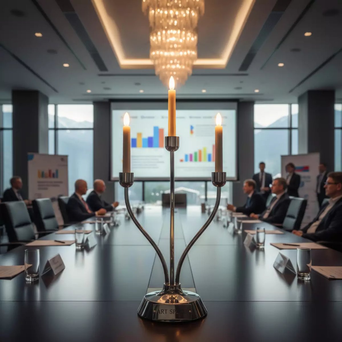 Аренда Канделябр Lumier 3 рожковый серебряный 100 см в Гранд Отель Поляна — ART SPACE