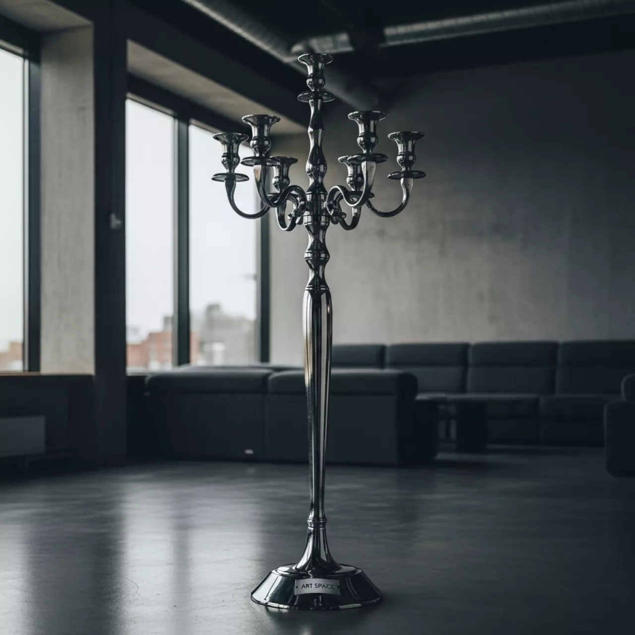 Аренда Канделябр Lumier 5 рожков серебряный 100 см в пляжном клубе Del Mar — ART SPACE