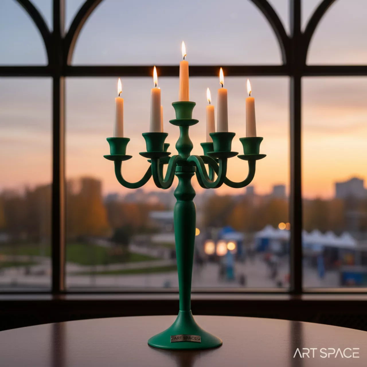 Аренда Канделябр зеленый на 5 рожков 76 см в City Park Hotel Sochi — ART SPACE