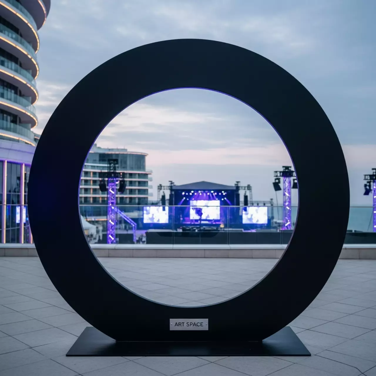 Аренда Каркас арки круглый металлический черный диаметр 1,9 м в Pullman Sochi Centre — ART SPACE