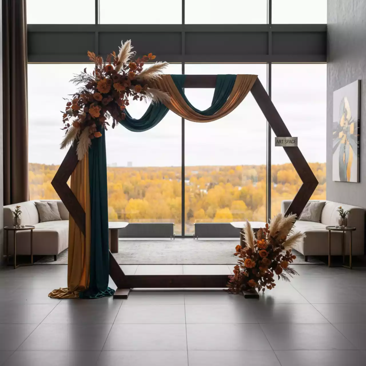 Аренда Каркас арки шестиугольный 2,2х2,7 м дерево орех в отеле «Звездный» — ART SPACE