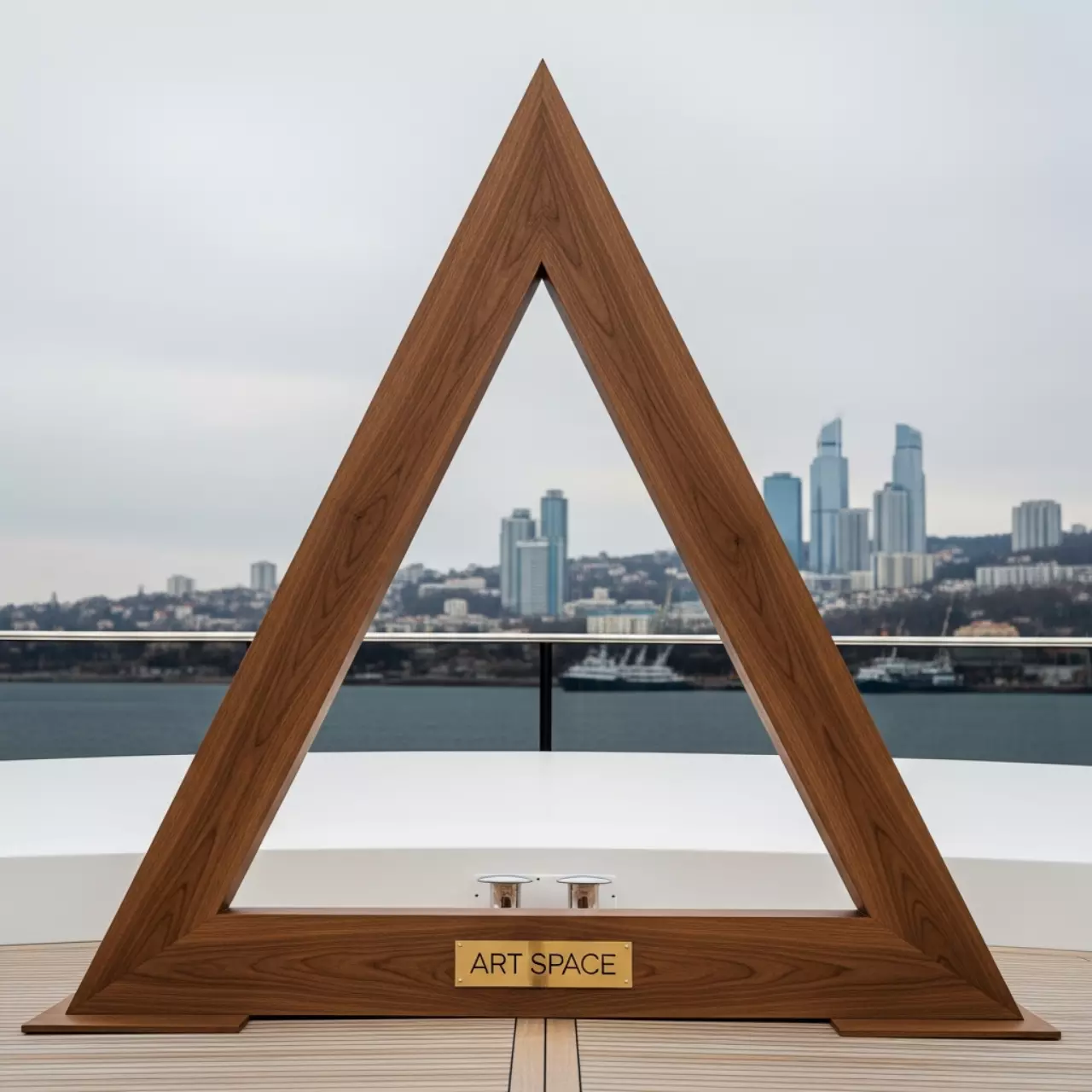 Аренда Каркас арки треугольный 3х2,6 м дерево орех на VIP теплоходе (Морпорт Сочи) — ART SPACE