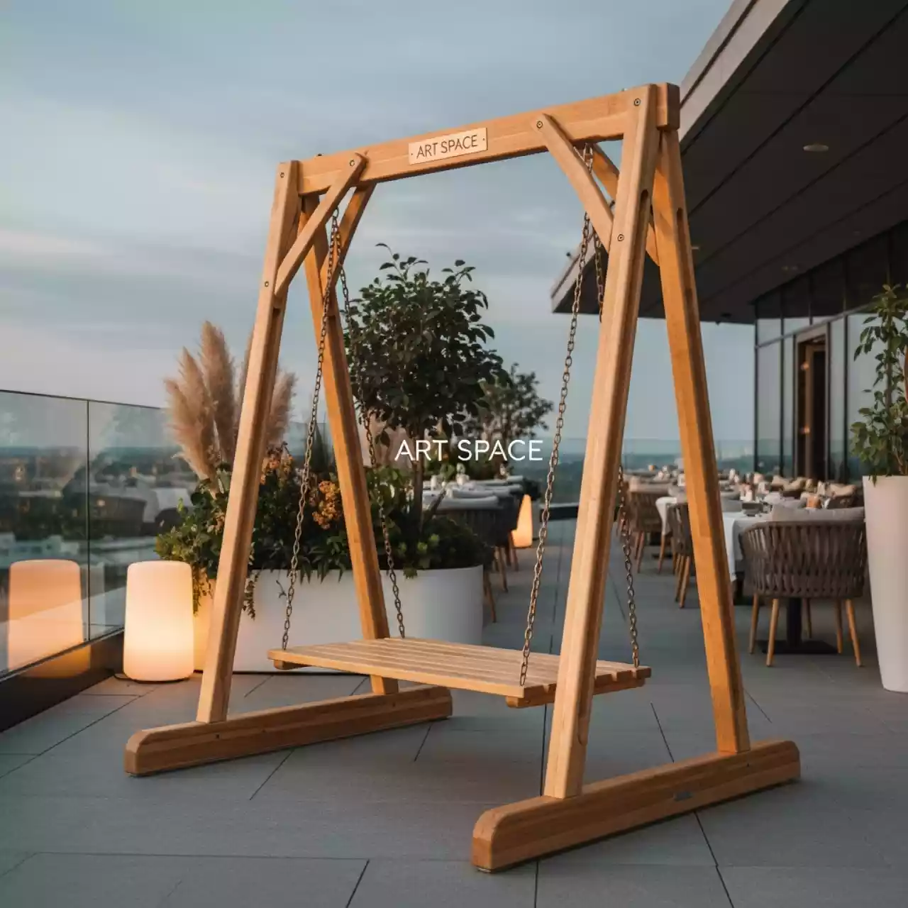 Аренда Каркас деревянный для подвесных качелей BESTA FIESTA CORSA в ресторане «Высота 5642» — ART SPACE