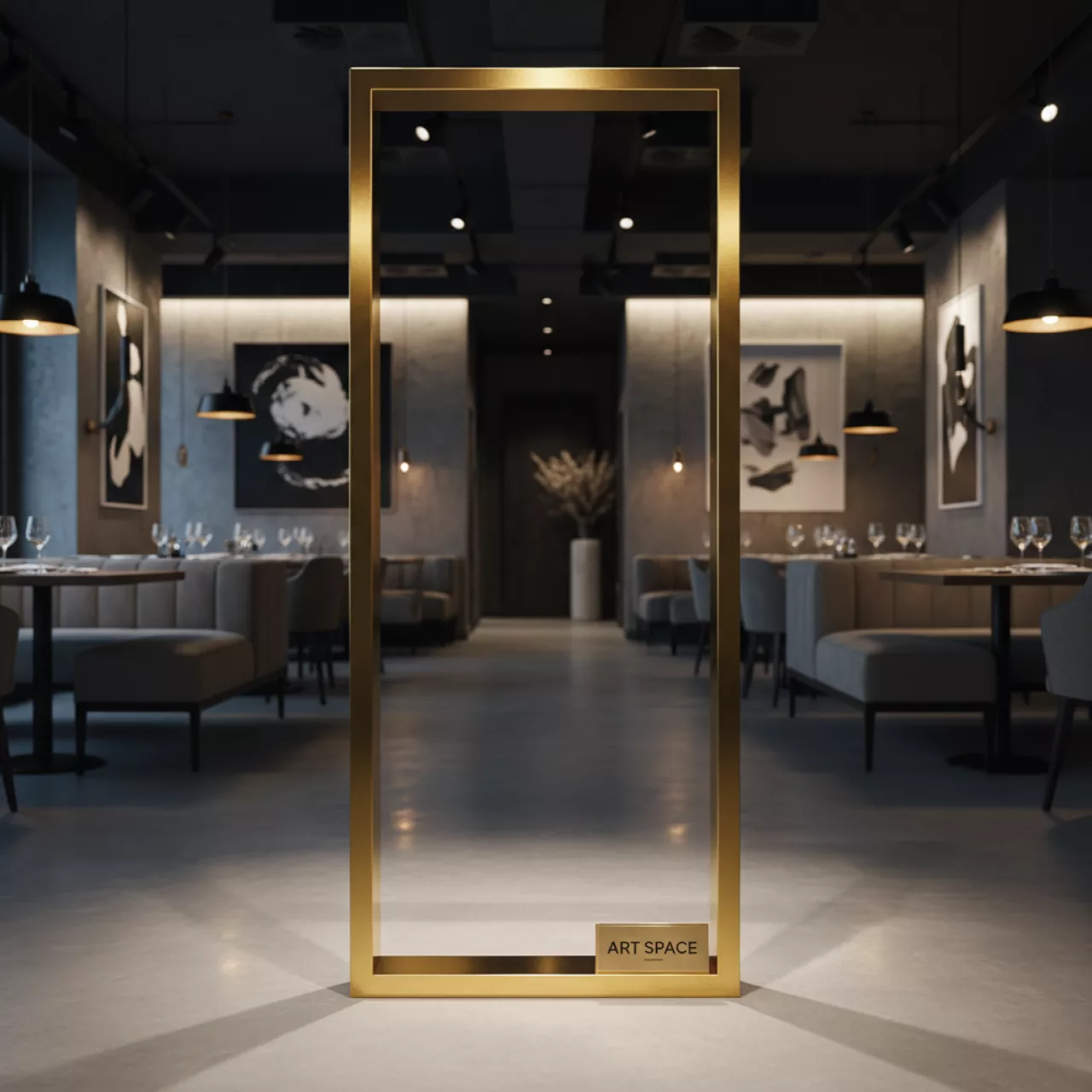 Аренда Каркас прямоугольный металлический золотой 1,5х0,7 м в ресторане «Brunello» — ART SPACE