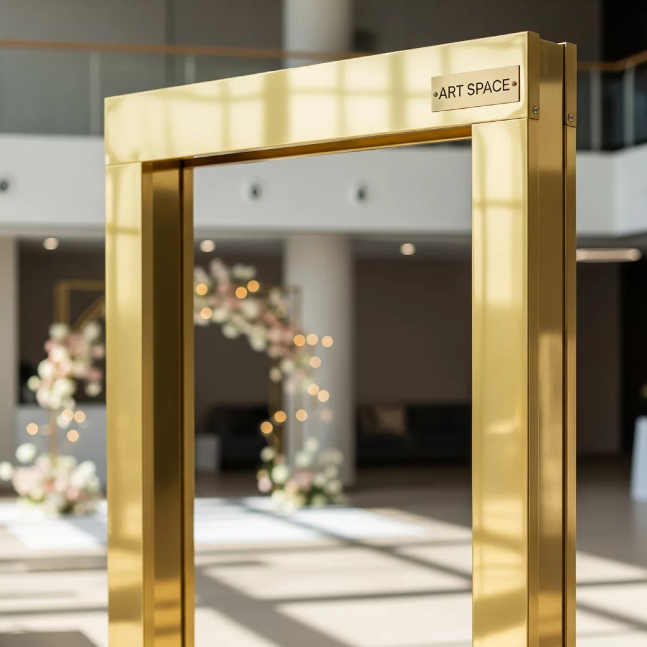Аренда Каркас золотой под фотозону 2,1х2,5 м в Университете «Сириус» — ART SPACE