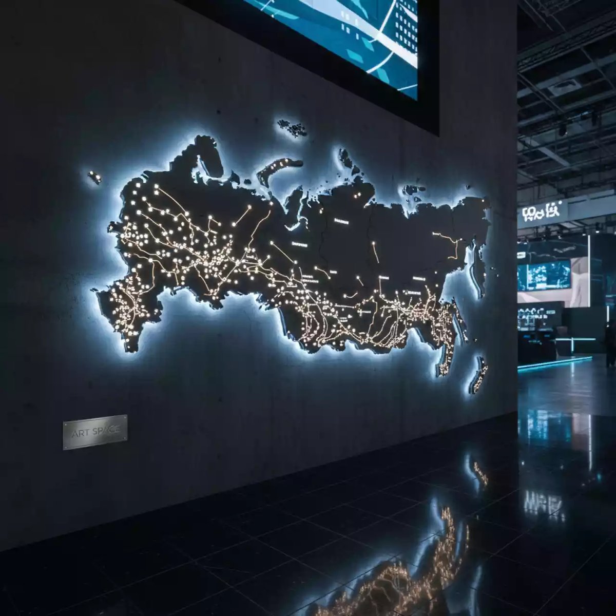 Аренда Карта России большая с точечной подсветкой контражур в комплексе Sea Galaxy — ART SPACE