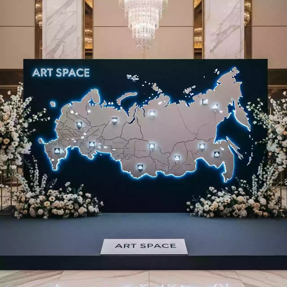 Аренда Карта России большая точечная подсветка 9 городов в казино «Сочи» — ART SPACE