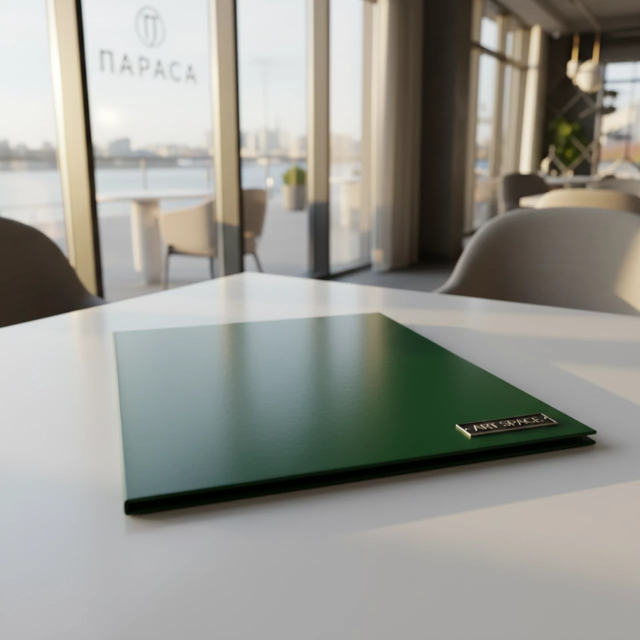 Аренда Картонная обложка для переплета глянец A4 250 г м² зеленая в ресторане «Паруса» — ART SPACE