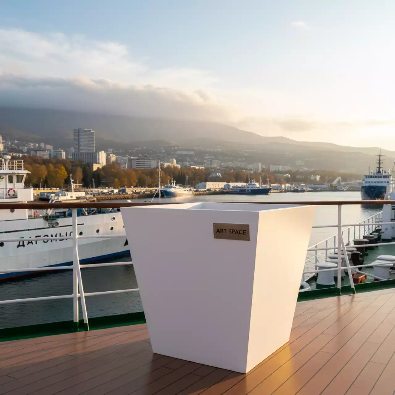 Аренда Кашпо белое 78х40х40 см на теплоходе «Дагомыс» — ART SPACE