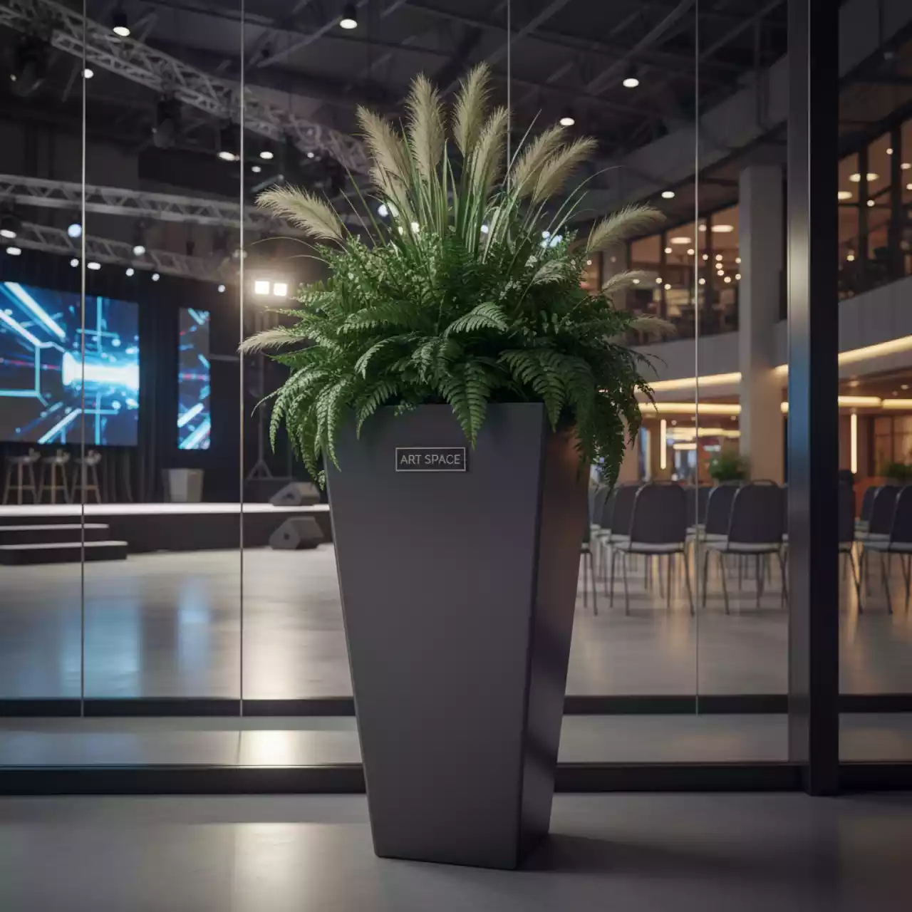 Аренда Кашпо для цветов Prosperplast Coubi Square High 30,19 л графит в казино «Сочи» — ART SPACE