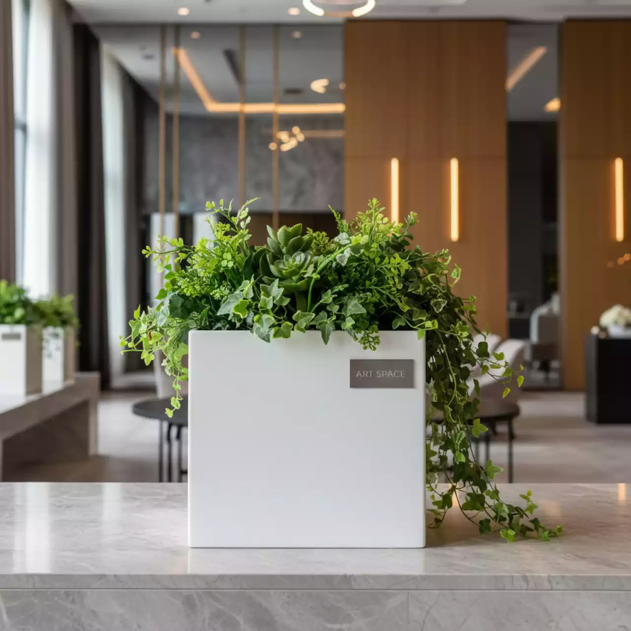 Аренда Кашпо для цветов Prosperplast Coubi Square High белый 10 6 л в Rixos Krasnaya Polyana — ART SPACE