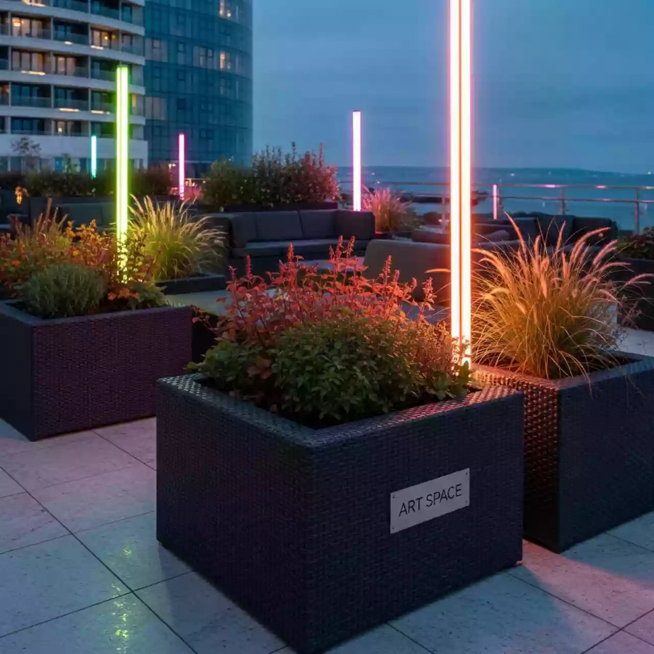 Аренда Кашпо для цветов Prosperplast Rato Low 64 37 л антрацит в Гранд Отель Сочи — ART SPACE