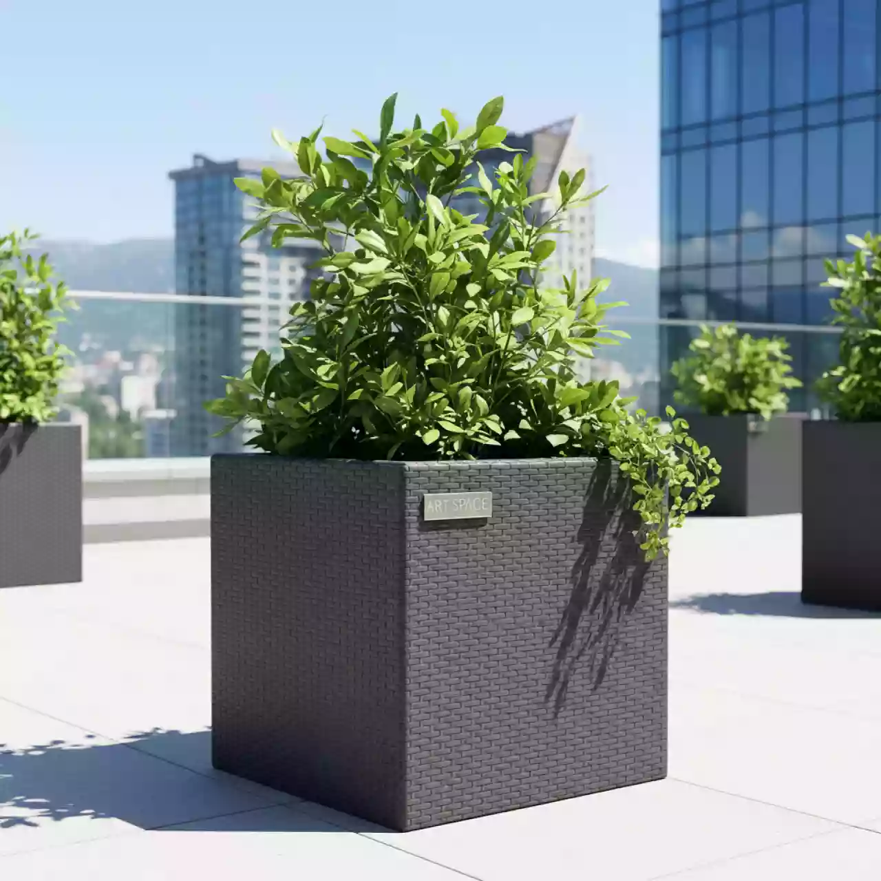 Аренда Кашпо для цветов Prosperplast Rato Low антрацит в Delta Sirius — ART SPACE