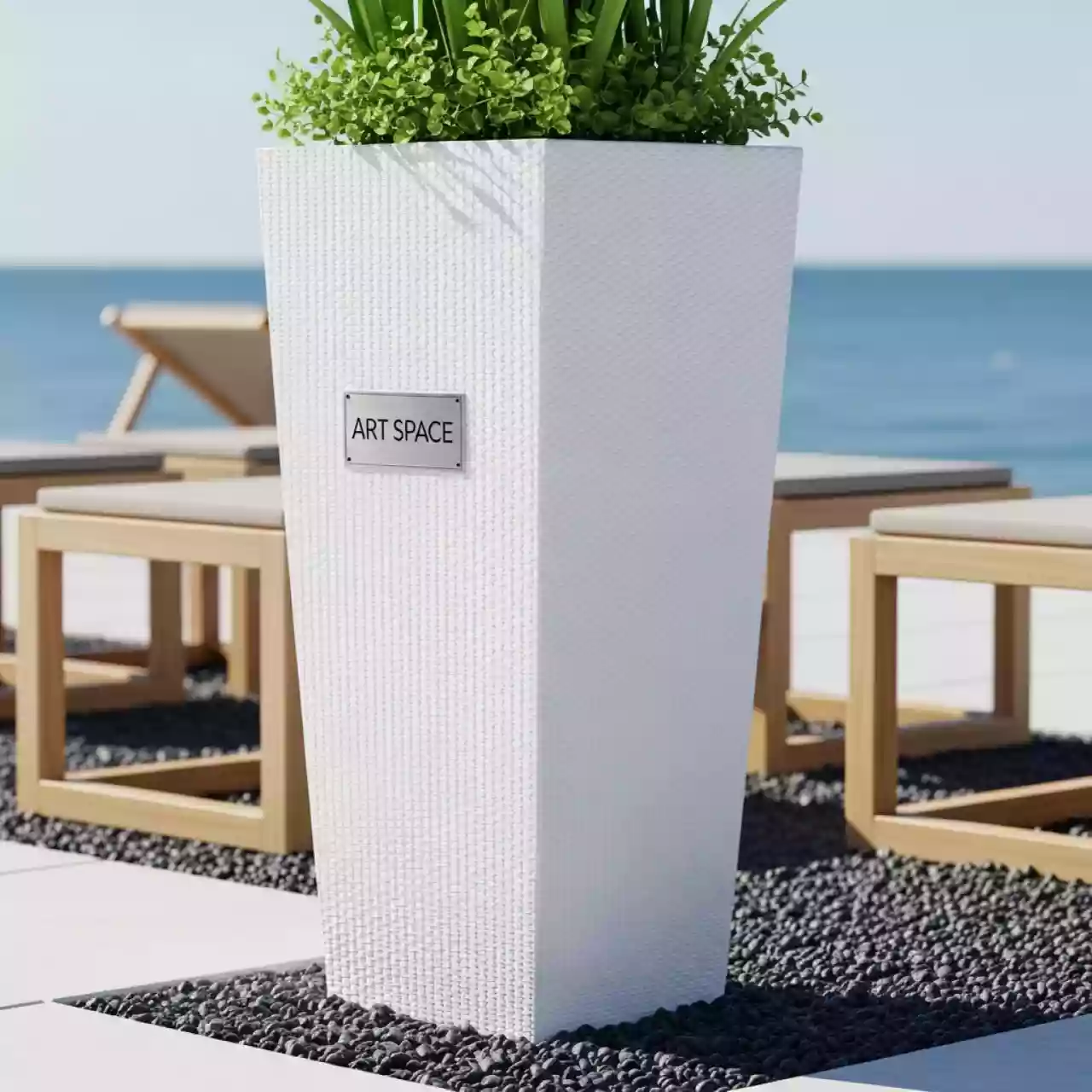 Аренда Кашпо для цветов Prosperplast Rato Square 91,5 37 л белый на пляже «Маяк» — ART SPACE