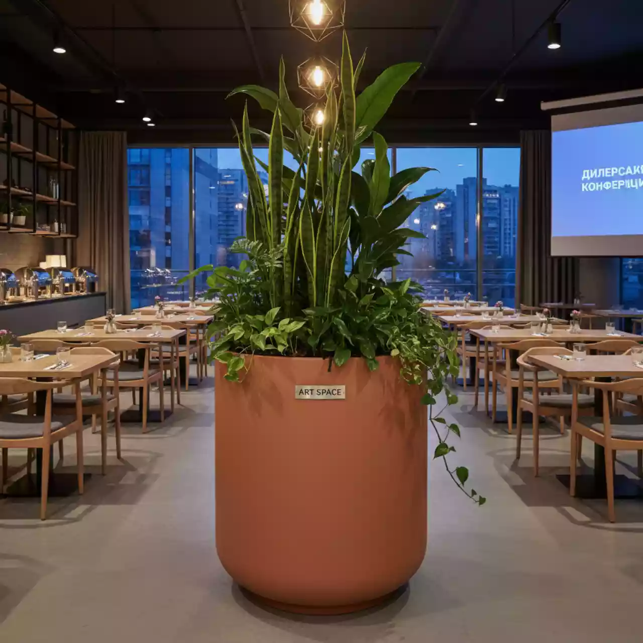 Аренда Кашпо для цветов Prosperplast Tubus Case Effect 386 л терракотовый в ресторане «Магеллан» — ART SPACE