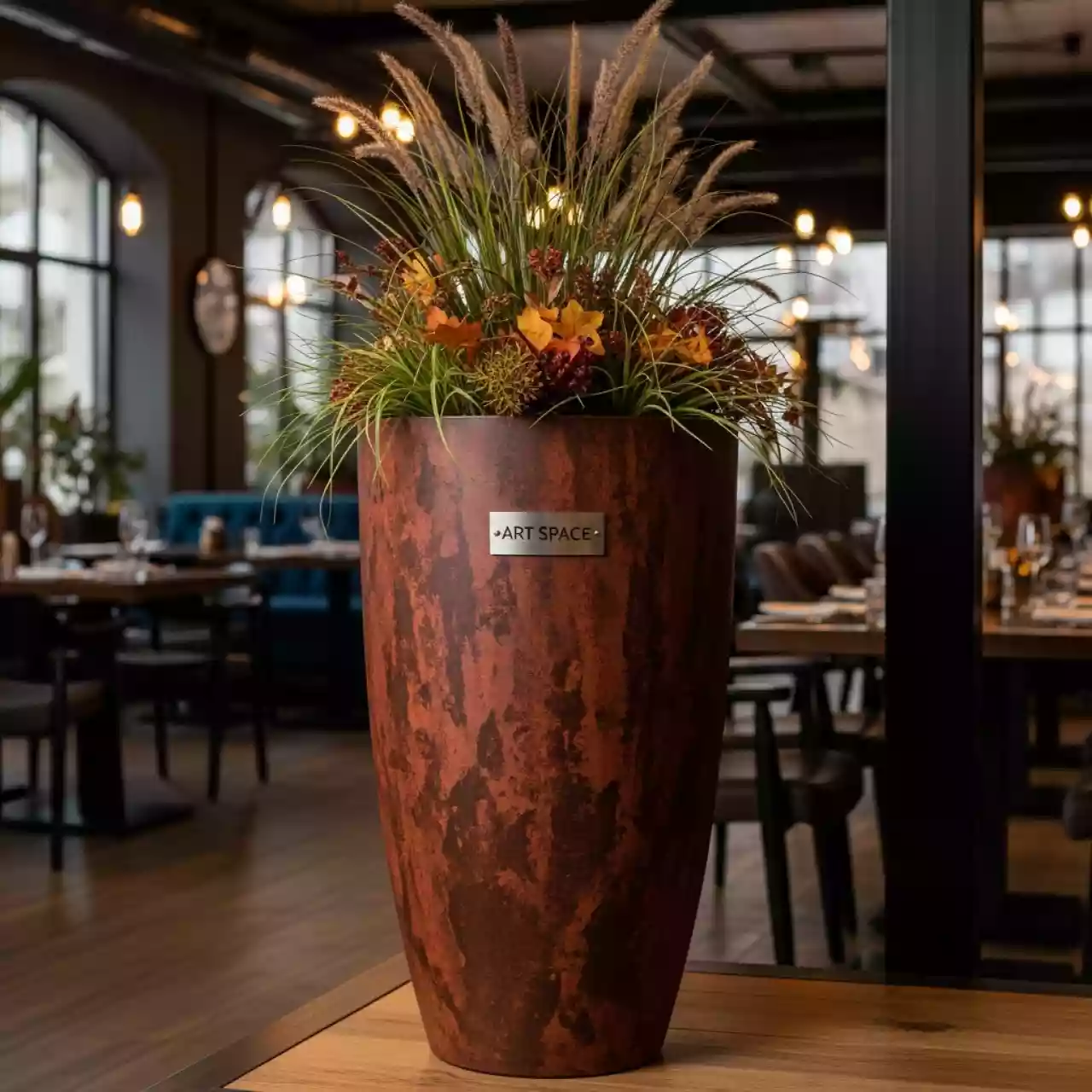 Аренда Кашпо для цветов Prosperplast Tubus Slim Corten 64,35 л кортен сталь в ресторане «Магадан» — ART SPACE