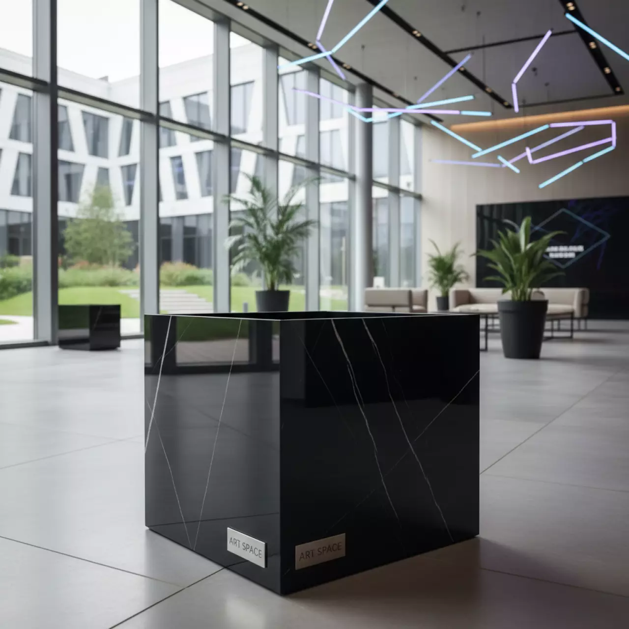 Аренда Кашпо оникс черное в Bridge Resort — ART SPACE