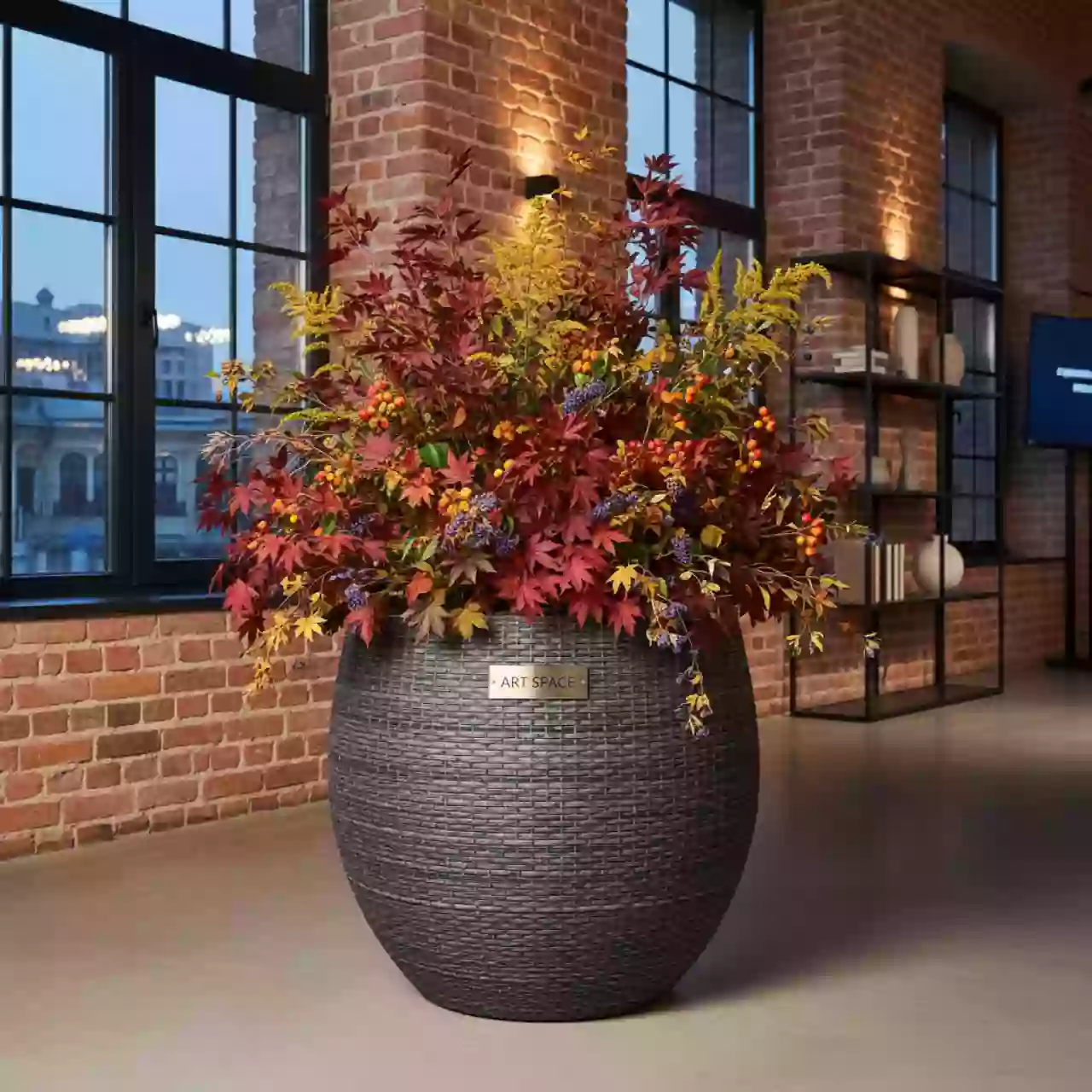 Аренда Кашпо Prosperplast Rato Round антрацит в ресторане «Brunello» — ART SPACE