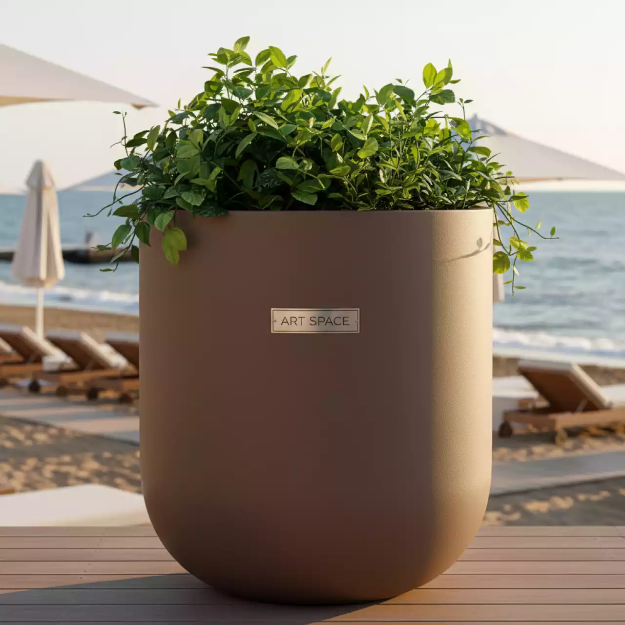 Аренда Кашпо Prosperplast Tubus Slim 27 15 л мокко на пляжных клубах Хосты — ART SPACE