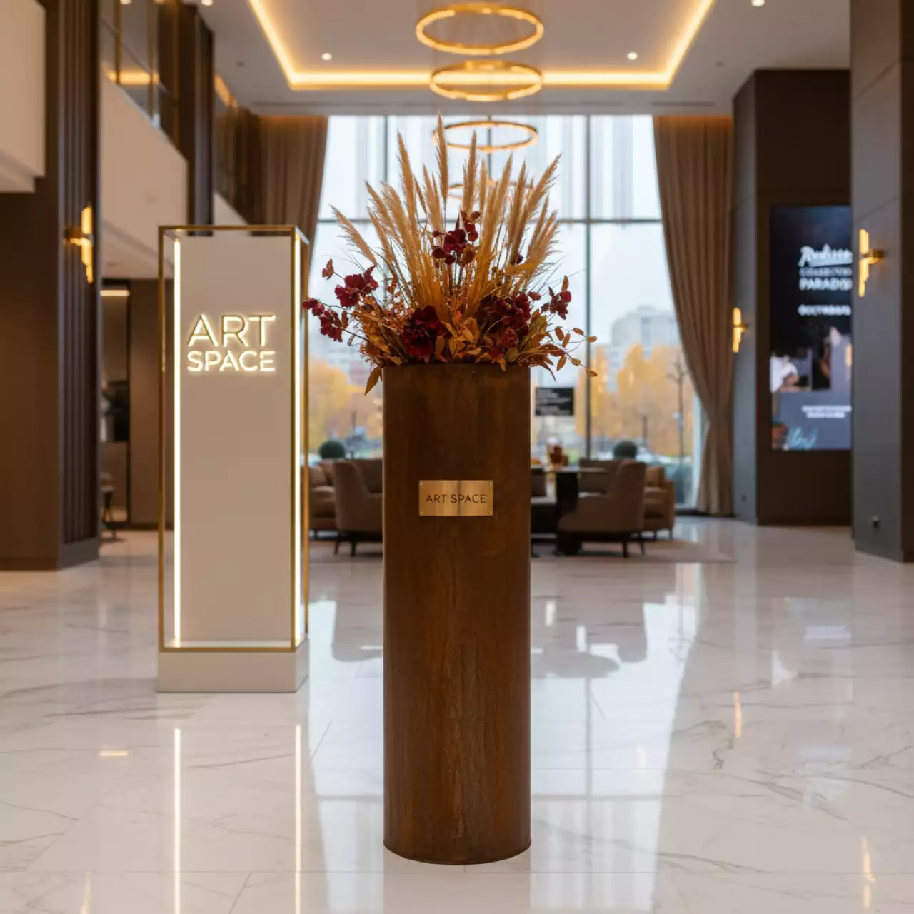 Аренда Кашпо Tubus Slim Corten 27 кортен сталь Prosperplast 15 л в Radisson Collection Paradise — ART SPACE