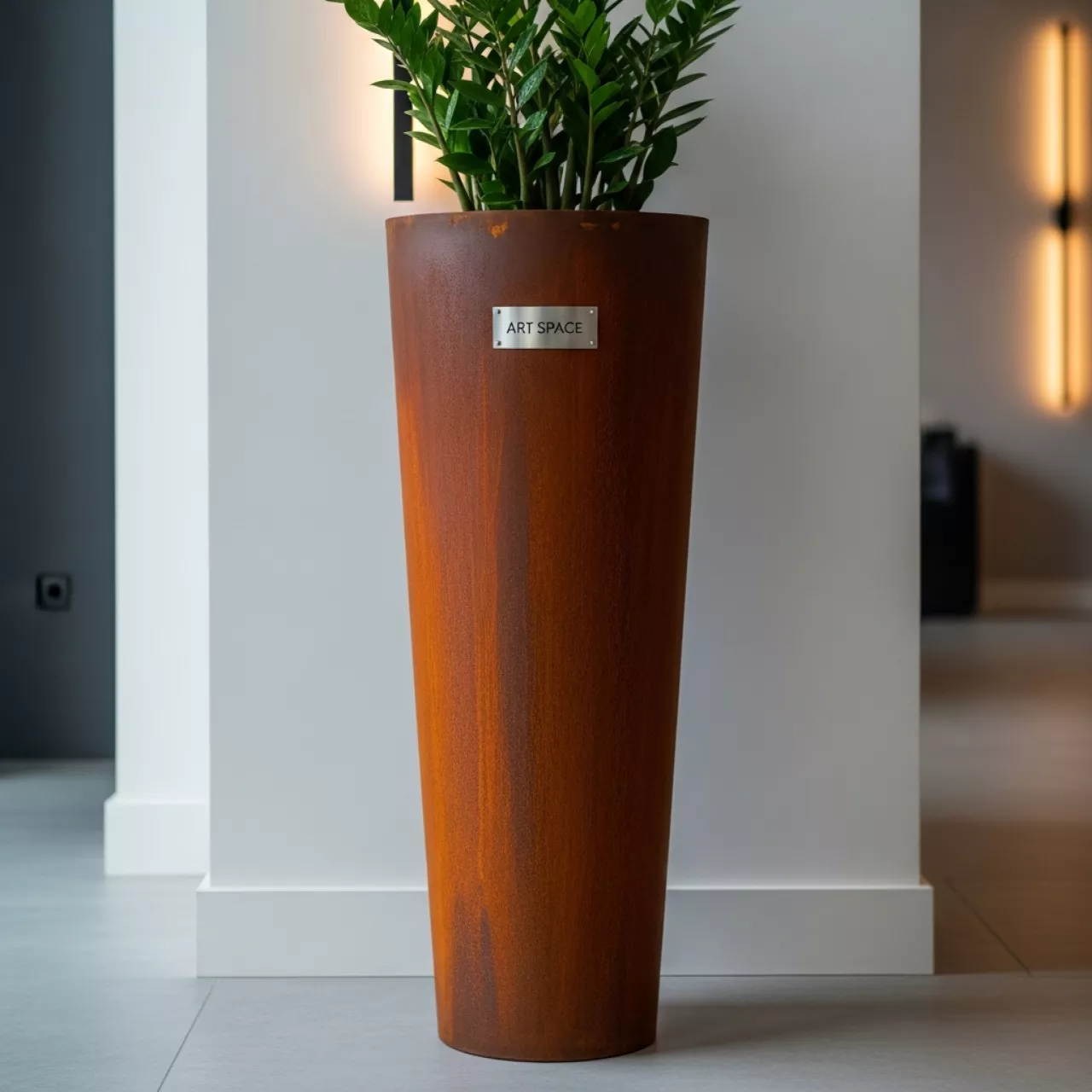 Аренда Кашпо Tubus Slim Corten кортен сталь Prosperplast 27,15 л в Omega Sirius — ART SPACE