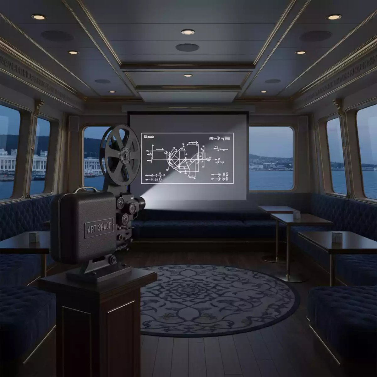 Аренда Киноустановка Украина П 16П 1 ЗУ на VIP теплоходе (Морпорт Сочи) — ART SPACE
