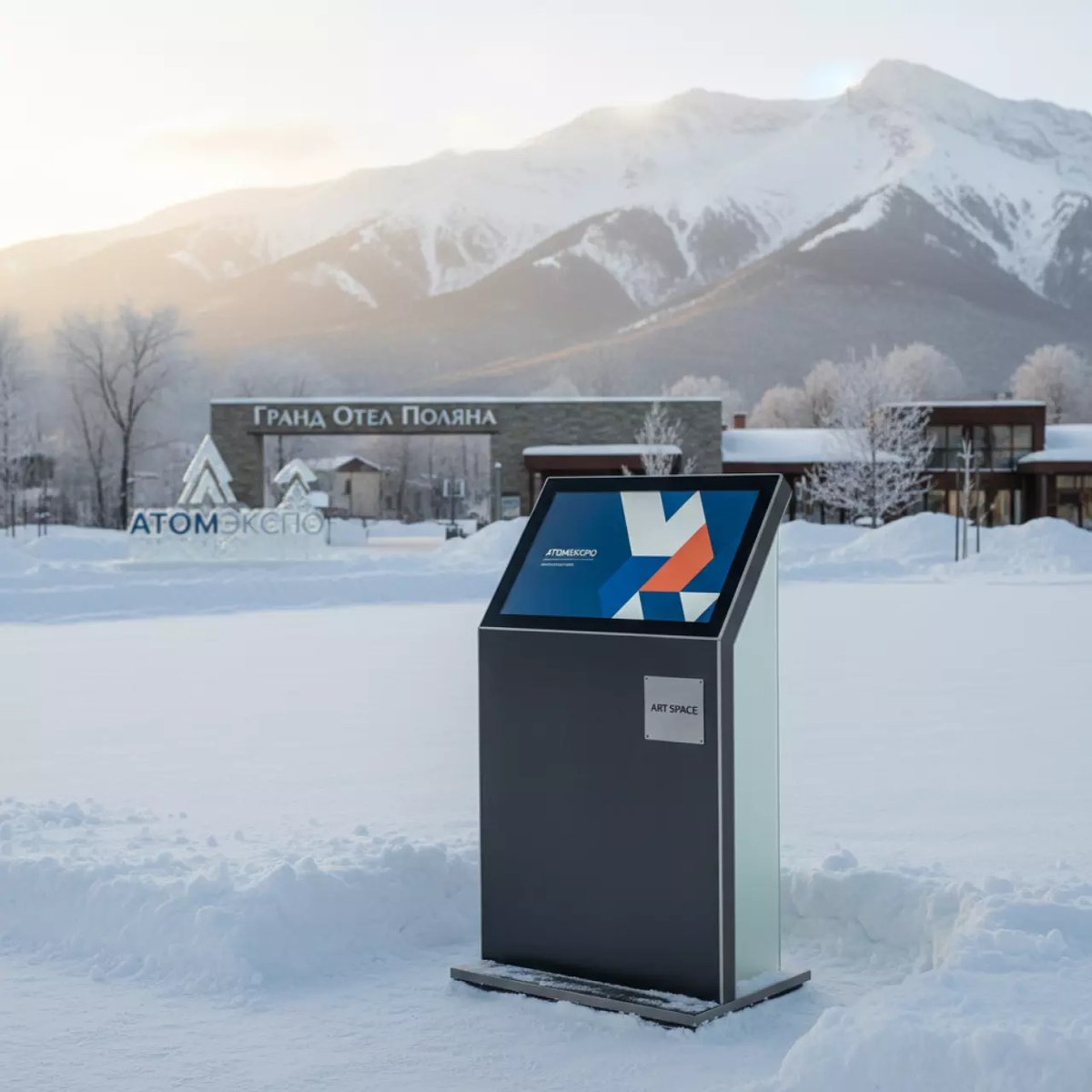 Аренда Киоск информационный сенсорный уличный Liga Group Модерн 55 дюймов в Гранд Отель Поляна — ART SPACE