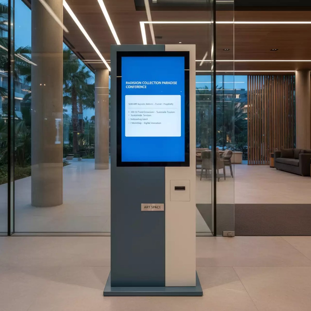 Аренда Киоск информационный всепогодный сенсорный Liga Group LigaSmart IK 55 в Radisson Collection Paradise — ART SPACE