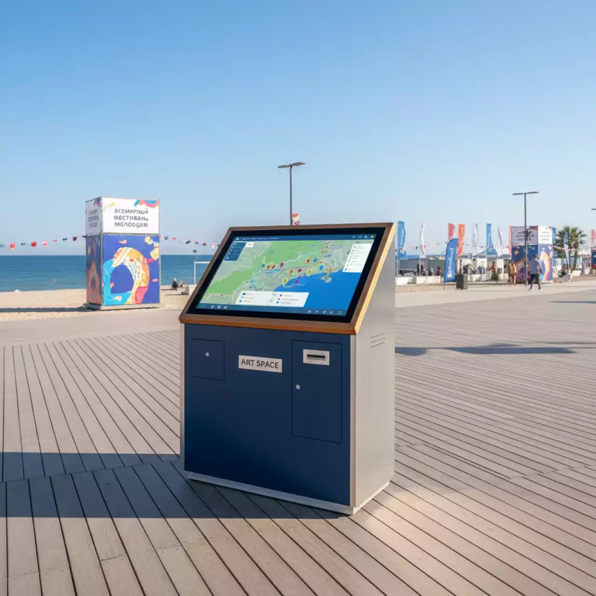 Аренда Киоск сенсорный информационный Titan NFI 55 на пляже «Маяк» — ART SPACE