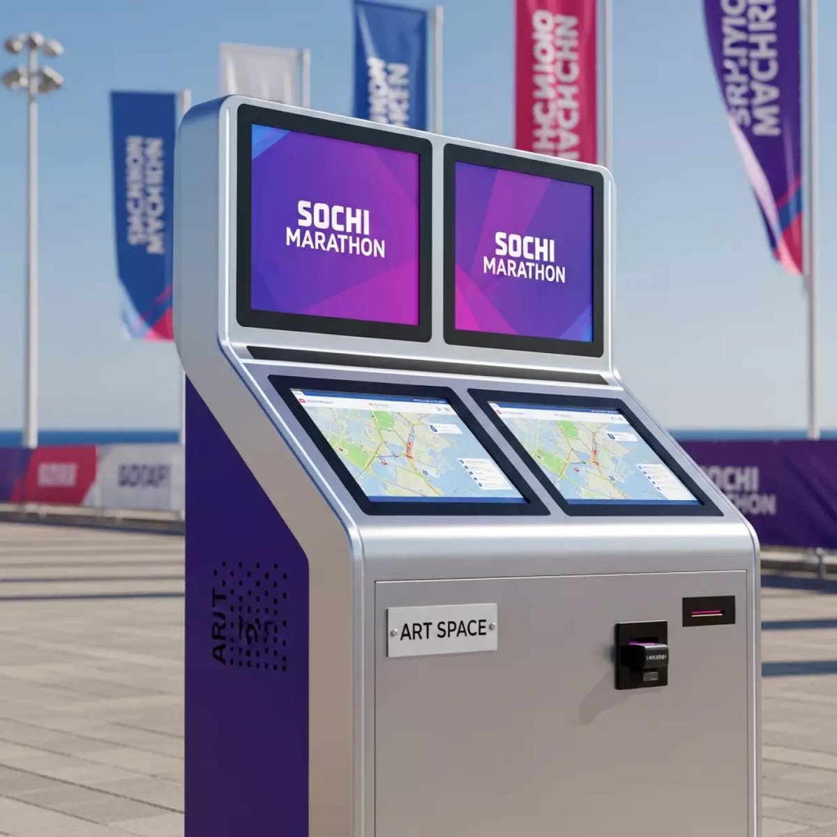 Аренда Киоск уличный сенсорный двусторонний LR Модерн 55х2 в ледовой арене «Шайба» — ART SPACE