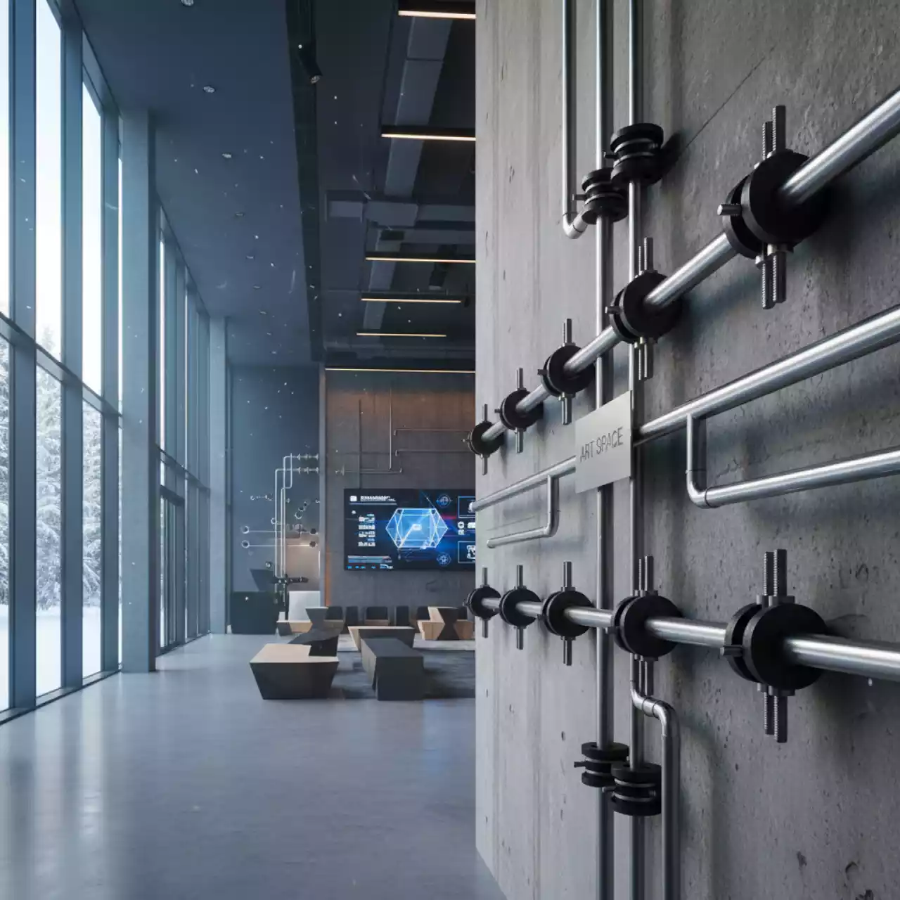 Аренда Клипсы хомуты для труб в Университете «Сириус» — ART SPACE