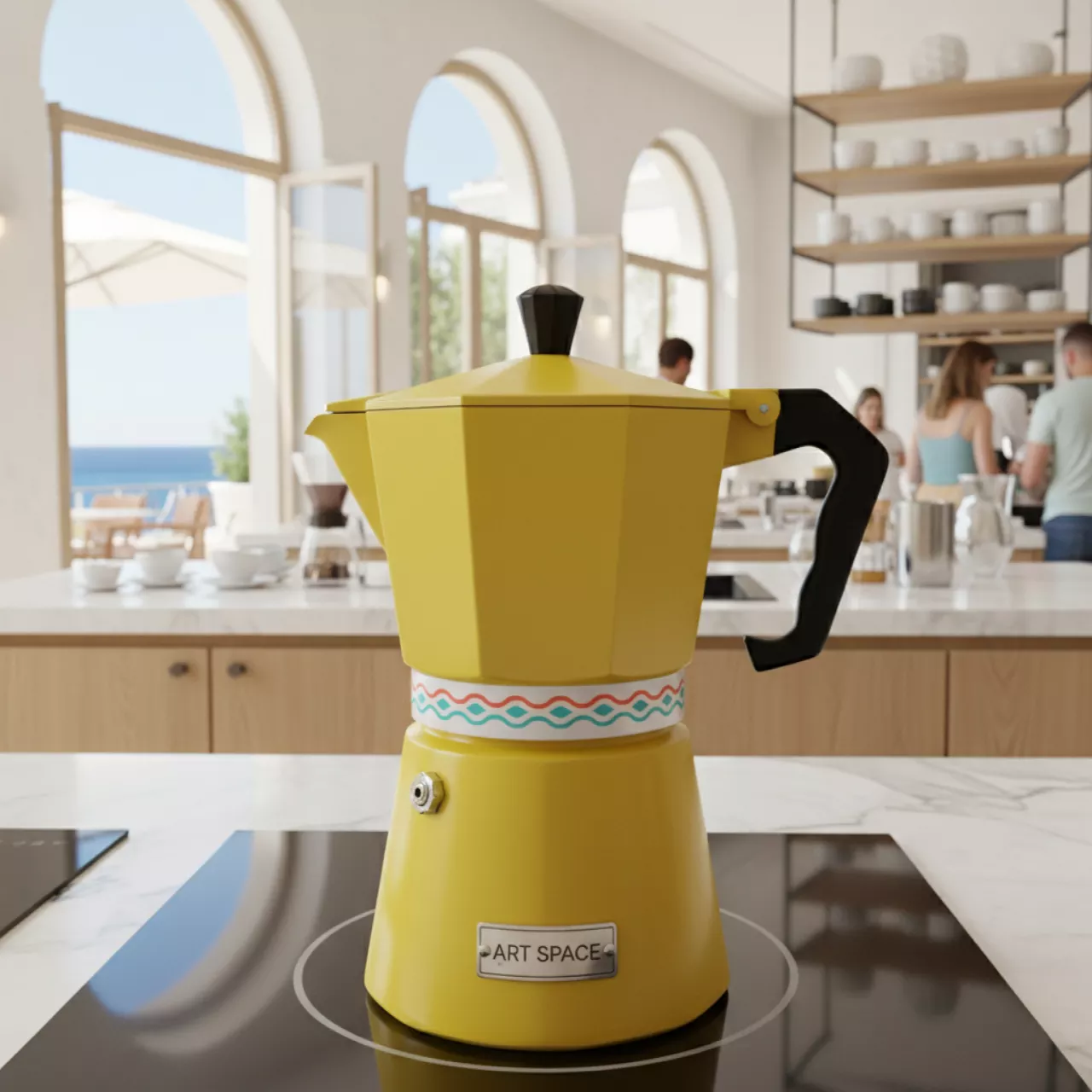 Аренда Кофеварка гейзерная на 4 порции декор Happy Colours Giallo в ресторане «Voda» — ART SPACE