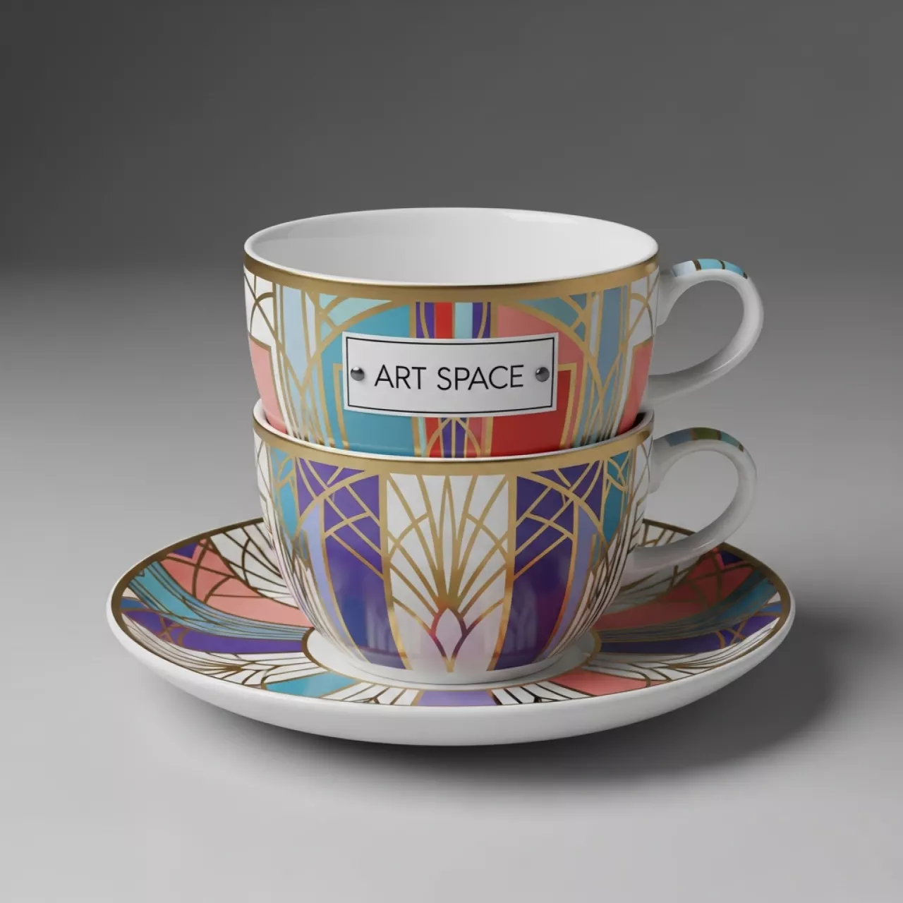 Аренда Кофейная пара Verona Hand Painted Rims для двойного капучино 0,26 л в Университете «Сириус» — ART SPACE