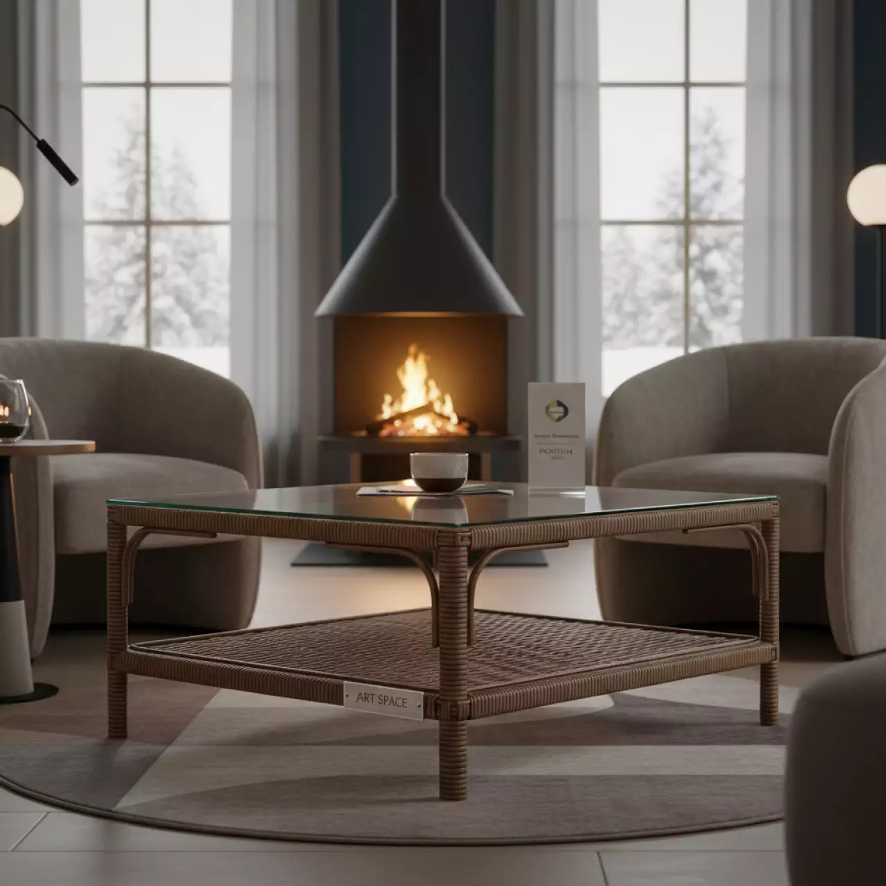 Аренда Кофейный стол из искусственного ротанга YH S4329P brown в Boutique Hotel PORTUM 1905 — ART SPACE