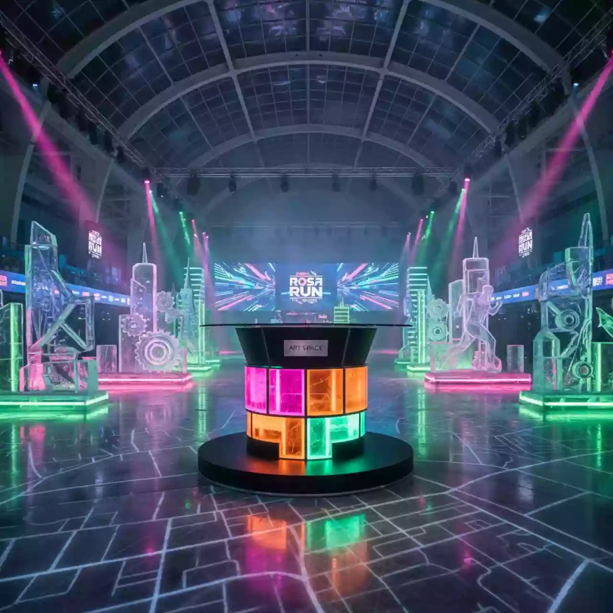 Аренда Коктейльный стол Граф с черной столешницей и подстольем мультицвет в ледовом дворце «Большой» — ART SPACE