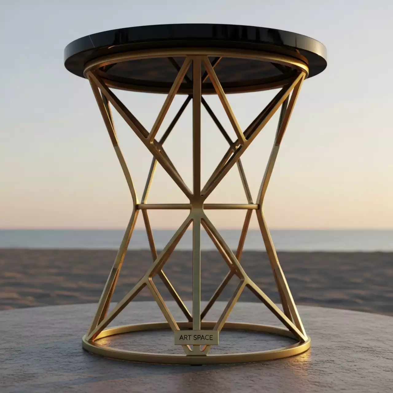 Аренда Коктейльный стол Граф золотой с черной столешницей на пляжных клубах Хосты — ART SPACE