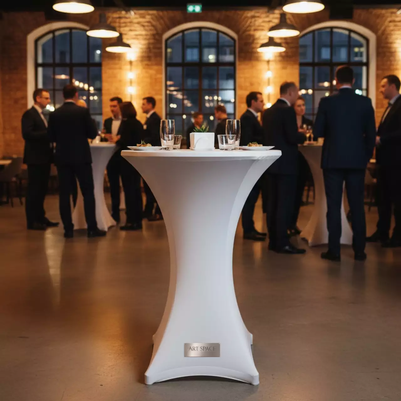 Аренда Коктейльный стол круглый белый 70 см в ресторане «Магадан» — ART SPACE