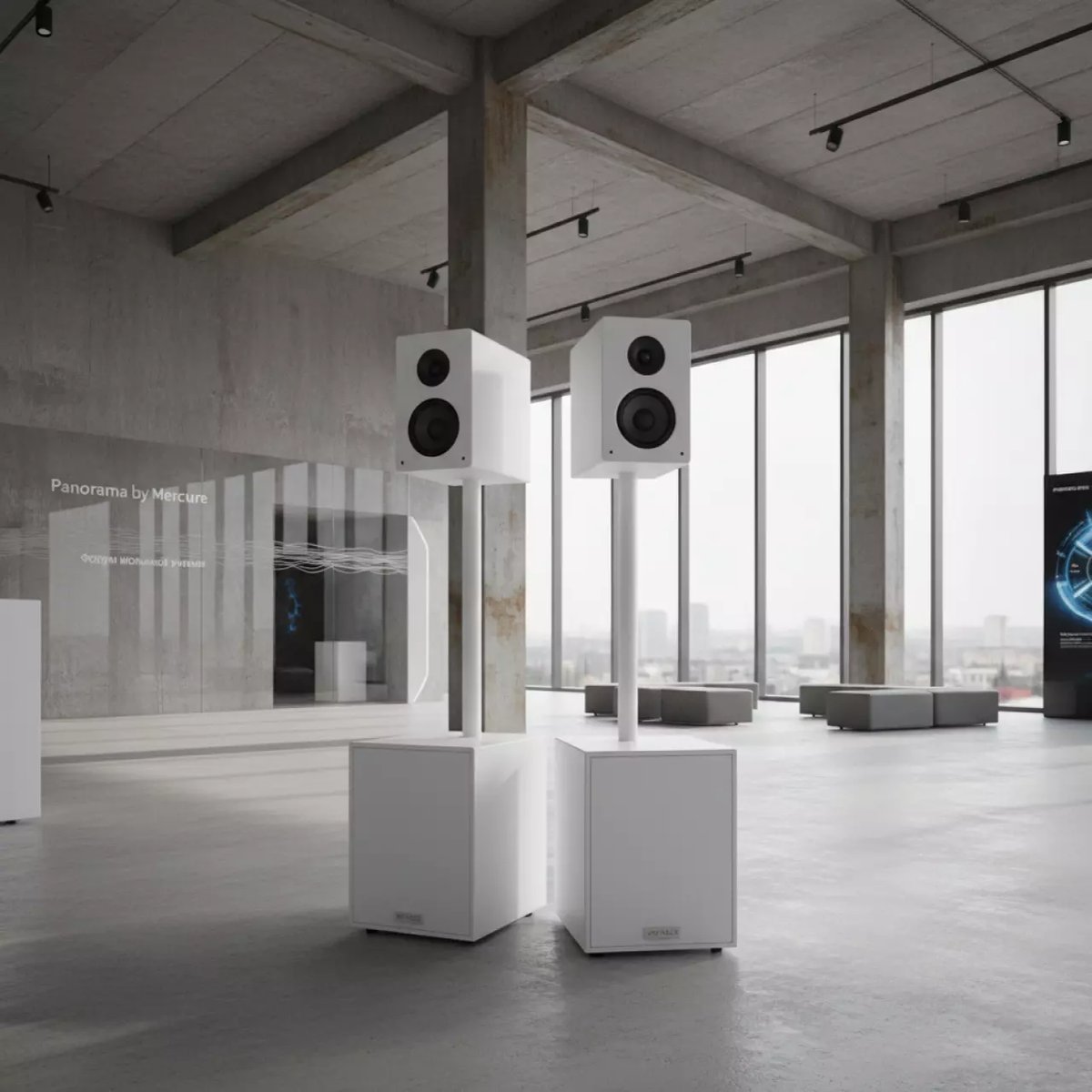 Аренда Колонки белые Turbosound с сабвуферами в Panorama by Mercure — ART SPACE